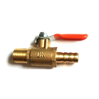 Brass Miniball valve. 1/4" NPT x 1/4" Barb.